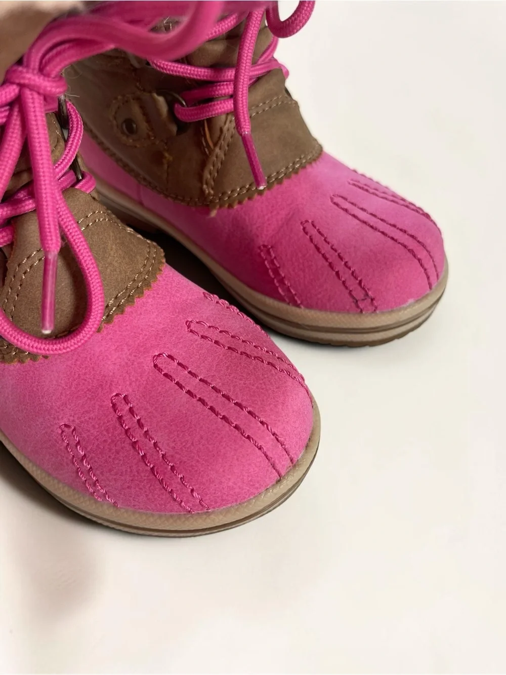 PAWZ by BEARPAW EUC/NWOT Hot Pink & Brown Wool Blend Lined Winter Boots